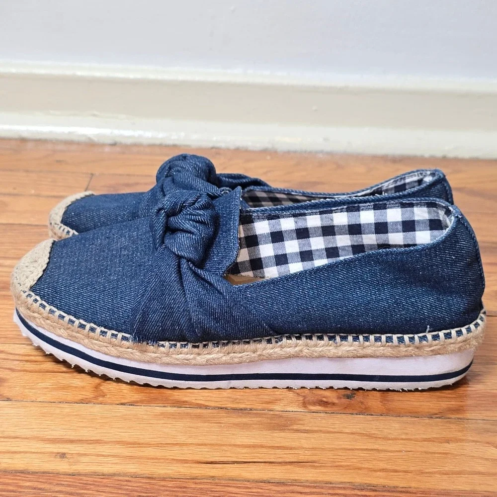 Esprit Hollis Shoe Platform Wedge Espadrille Womens 9 Blue Denim